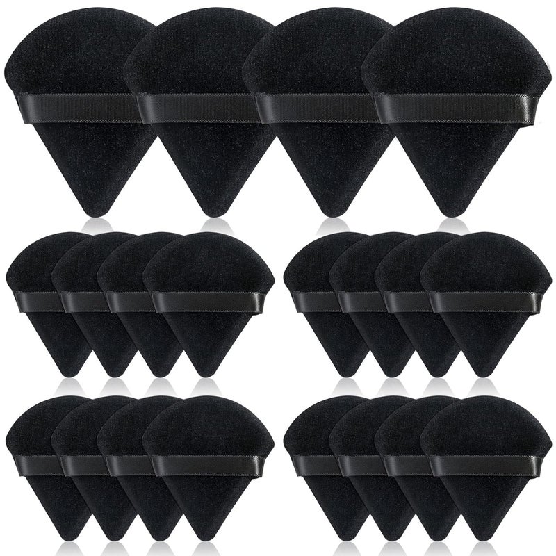 Thrilez 20pcs Triangle Powder Puff, Loose Powder Puffs Makeup Puff for Face Powder, Setting Powder Puff for Make Up, Face Puff Pads for Press Powder, Sponge Powder Applicator for Face and Eye (Black) - Image 1